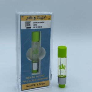 DELTA 10 THC GREEN CRACK FULL GLASS CARTRIDGE 1GRAMs