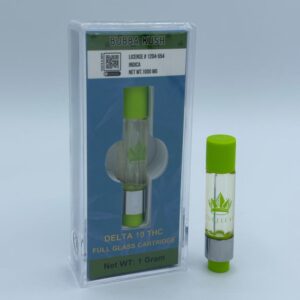 DELTA 10 THC BUBBA KUSH FULL GLASS CARTRIDGE 1GRAM